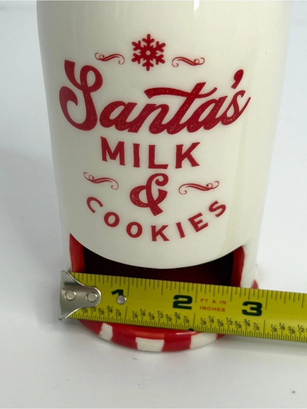 Christmas Milk & Cookies For Santa Ceramic Bottle With Red Decoration Seasonal